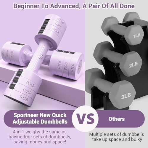 Verstellbare Hanteln im Vergleich zu herkömmlichen Hanteln.