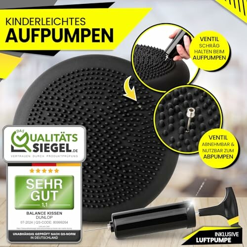 Balancekissen mit Luftpumpe und Qualitätssiegel