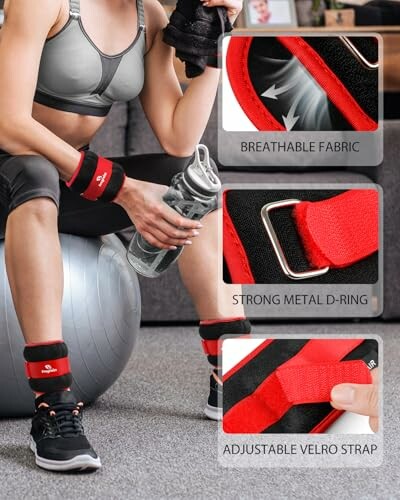 Frau benutzt Knöchelgewichte beim Training