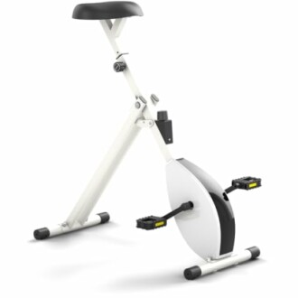 Weißes klappbares Heimtrainer-Fahrrad