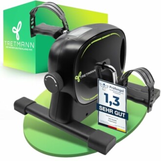 Schwarzes Mini-Trainingsgerät mit Pedalen und Zertifikat