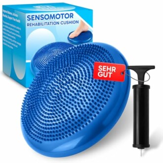 Blaues Sensomotorik-Kissen mit Pumpe