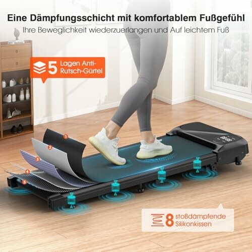 Laufband mit Dämpfungsschicht und Anti-Rutsch-Gürtel