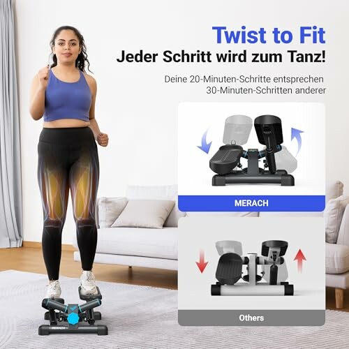 Frau nutzt einen Twist-Stepper für Fitnessübungen