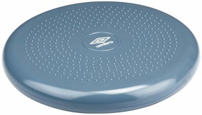 Blaues Balancekissen mit Noppenmuster.