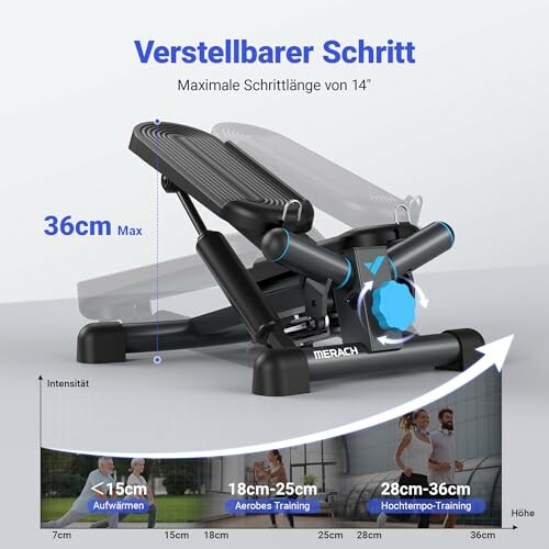 Verstellbarer Fitness-Stepper mit Schrittlänge.